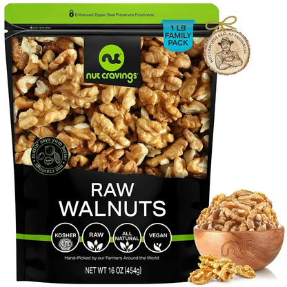 Nut Cravings Raw Walnuts Halves & Pieces, Unsalted, Shelled