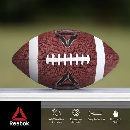 Reebok Official Size Football with Inflatable Pump - Durable Synthetic Leather, Ideal for Outdoor Sports & Recreation"