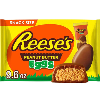 REESE'S Milk Chocolate Snack Size Peanut Butter Eggs, Easter Candy Basket Stuffers Bag, 9.6 oz