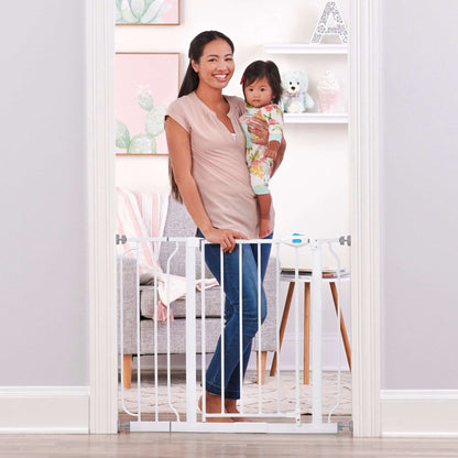 Regalo Extra Wide Walk-Through Baby Gate with Door, 29.5-38.5 in, White, Ages 6-24 Months