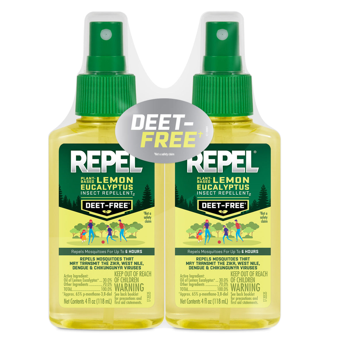 Repel Plant-Based Lemon Eucalyptus Insect and Mosquito Repellent, DEET-Free Bug Spray, 2 Pack