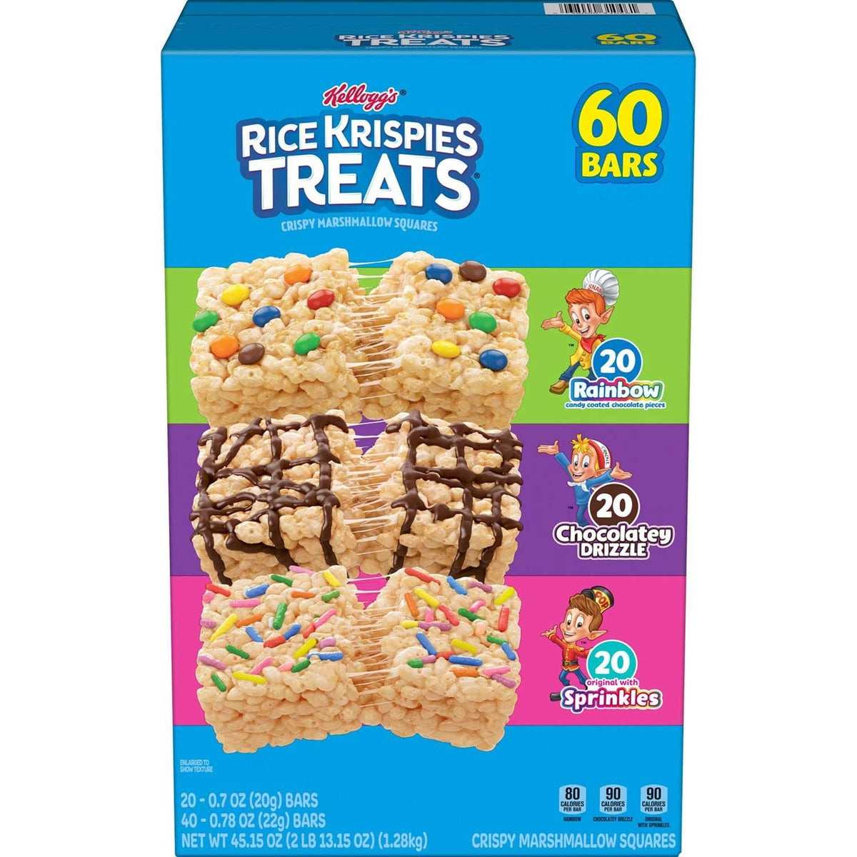 Rice Krispies Treats Squares Snack Bars, Variety Pack, 60 ct. (PACK OF 3 )