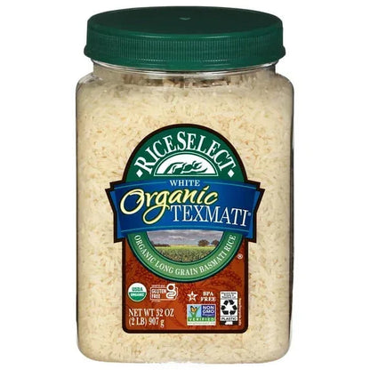 RiceSelect Organic Texmati White Rice, American-Style Basmati Rice, 2 lb Jar
