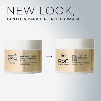 RoC Resurfacing Disks, Hypoallergenic Exfoliating Makeup Remover Pads Oil-Free Daily Cleanser, 28 Ct