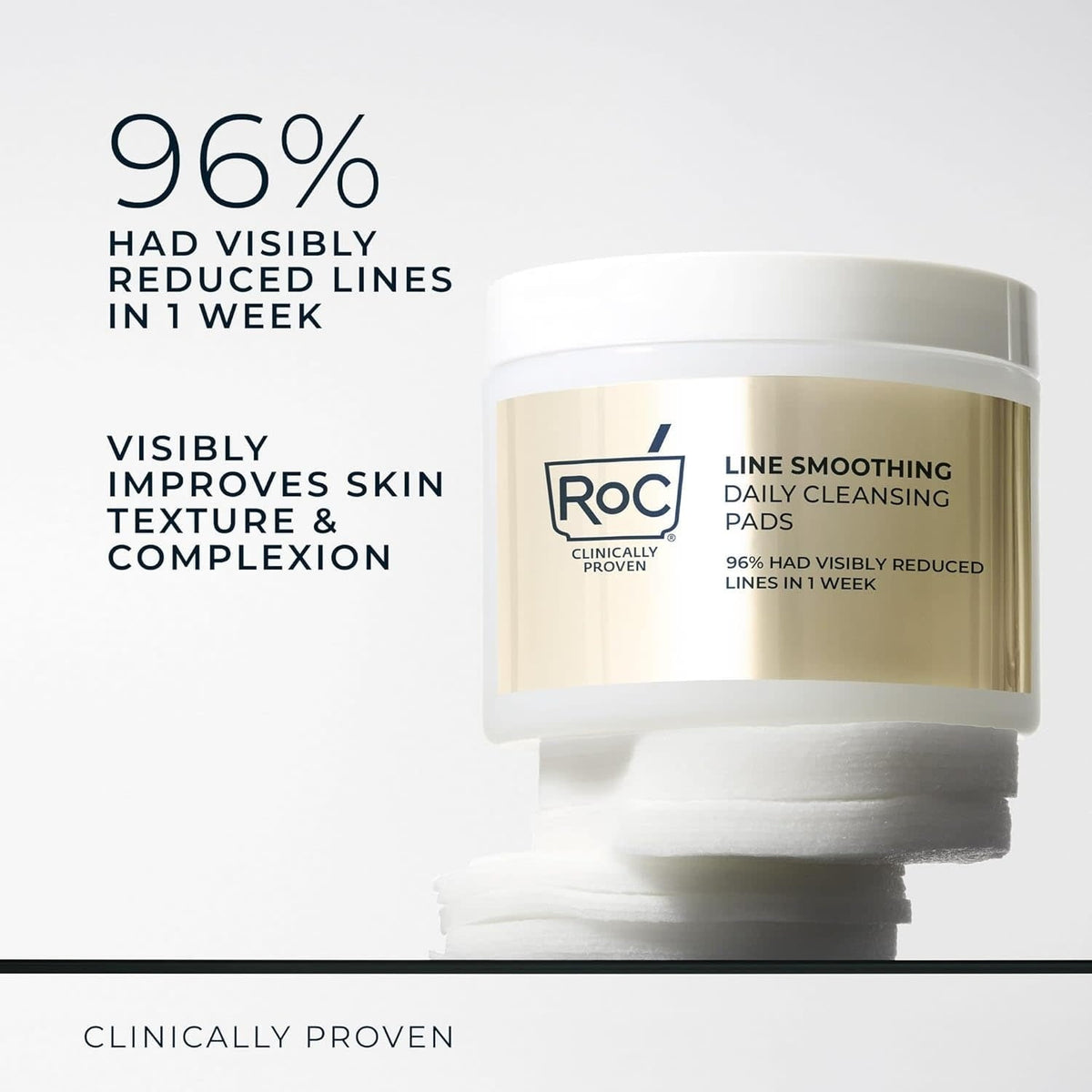 RoC Resurfacing Disks, Hypoallergenic Exfoliating Makeup Remover Pads Oil-Free Daily Cleanser, 28 Ct