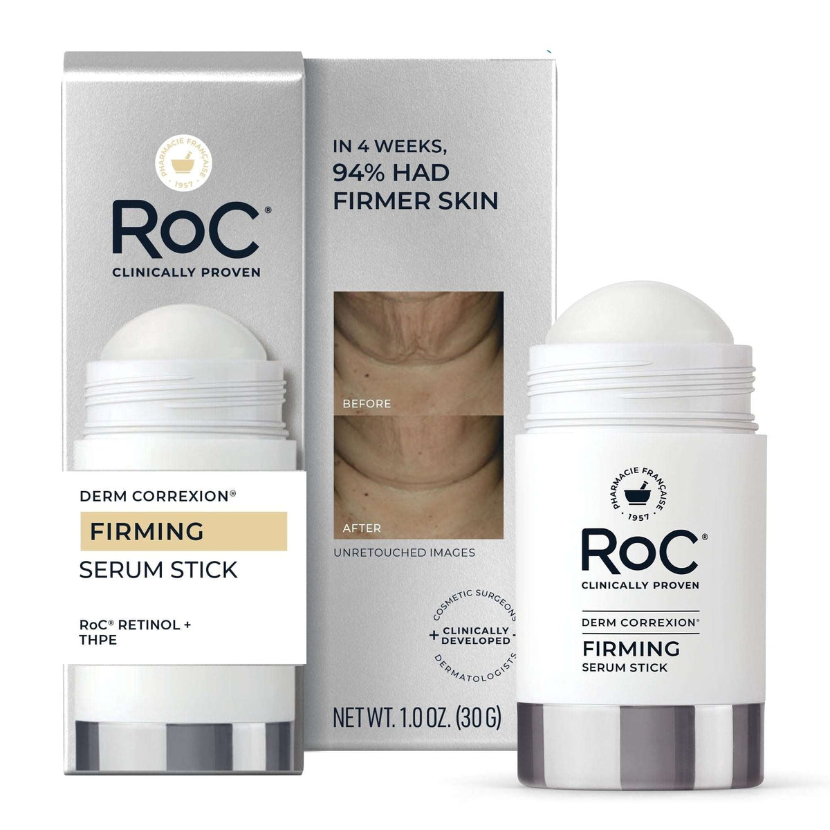 RoC Derm Correxion Firming Retinol Serum Stick with THPE + Antioxidants, Lift & Tighten for Face & Neck, Fragrance-Free, 1 oz