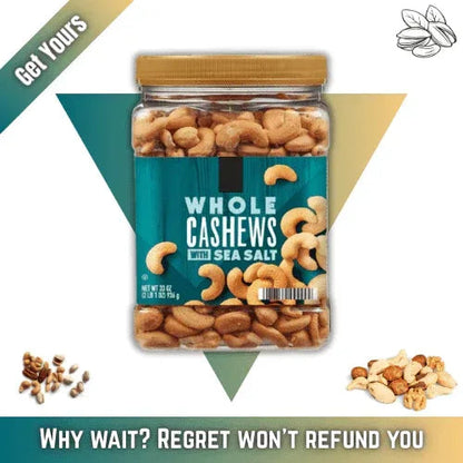 Unsalted Whole Cashews, 33 oz.