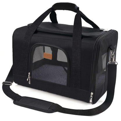 Roypet Small and Medium Pet Carrier, Airline Approved, Collapsible Travel, Black, 15 Lb Limit