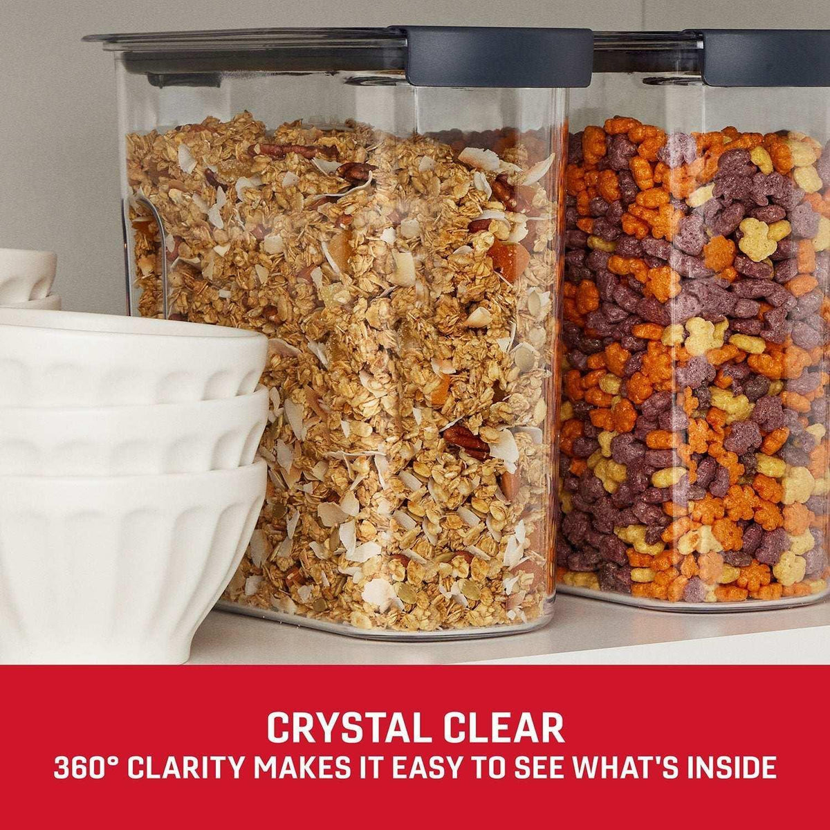 Rubbermaid Brilliance 18-Cup Cereal Pantry Storage, 2 Pack