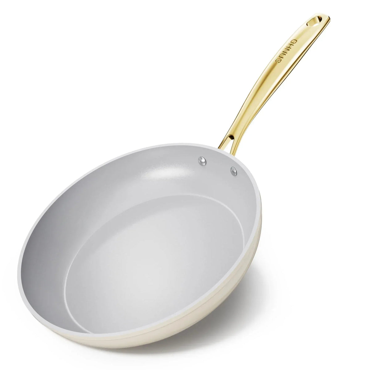 Sanho Ceramic Nonstick Fry Pan Set, 2-Piece (8 & 10 inch) Skillets, Diamond-Titanium Coating, Oven & Induction Safe, Non-Toxic