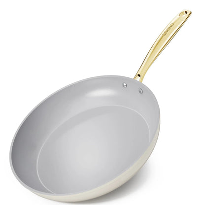 Sanho Ceramic Nonstick Fry Pan Set, 2-Piece (8 & 10 inch) Skillets, Diamond-Titanium Coating, Oven & Induction Safe, Non-Toxic
