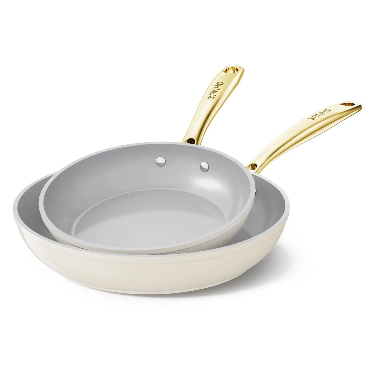 Sanho Ceramic Nonstick Fry Pan Set, 2-Piece (8 & 10 inch) Skillets, Diamond-Titanium Coating, Oven & Induction Safe, Non-Toxic