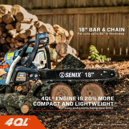 SENIX 20" 4QL® 49cc 4-Cycle 18" Gas Chainsaw