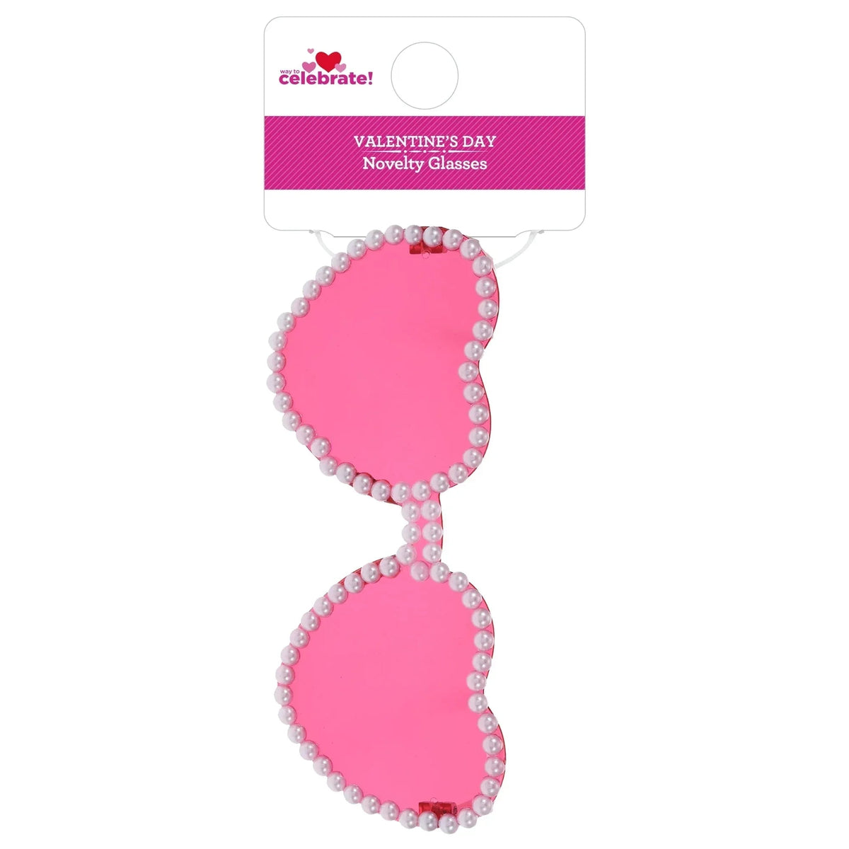 Way to Celebrate Valentine's Day Pink Heart Glasses , 1 Piece