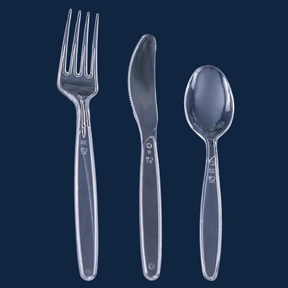 Party Bargains Disposable Cutlery set, SAPPHIRE Design, Clear Color, 360 Pieces: 180 Forks, 120 Spoons, 60 Knives