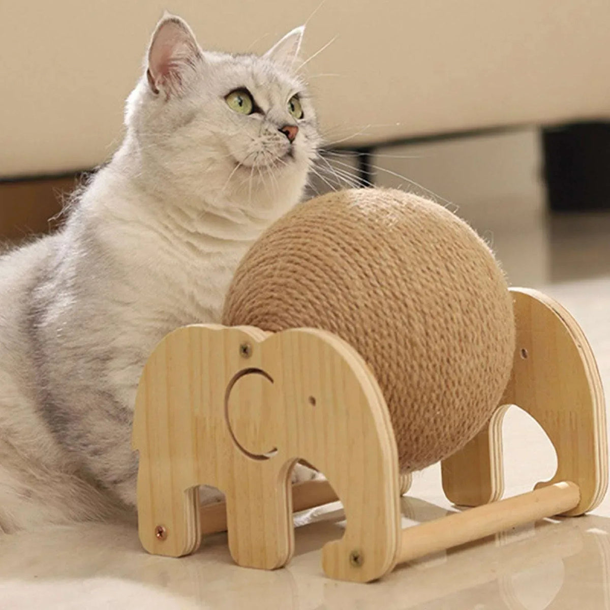 SPOORYYO Cat Scratcher Toy, Cat Exercise Wheel Toy, Natural Sisal Cat Scratching Ball with Stable Stand, Spinning Cats Ball Interactive Exercise Toy, Indoor Outdoor Pet Supplies for Cat Lovers