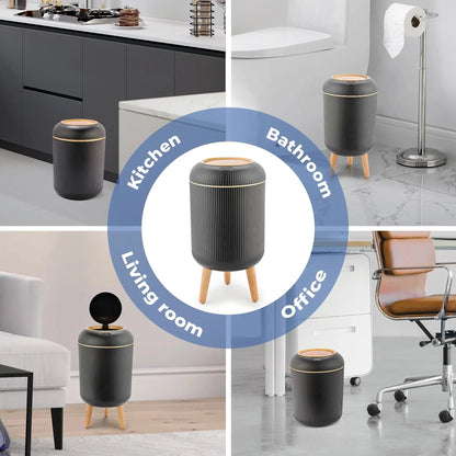 SUSLAS Trash Can with Motion Sensor, Touchless Automatic Lid and Waterproof Design, Smart Waste Bin for Bathroom Kitchen, 2.6 Gallon Plastic, Black