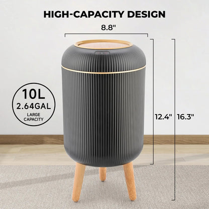 SUSLAS Trash Can with Motion Sensor, Touchless Automatic Lid and Waterproof Design, Smart Waste Bin for Bathroom Kitchen, 2.6 Gallon Plastic, Black