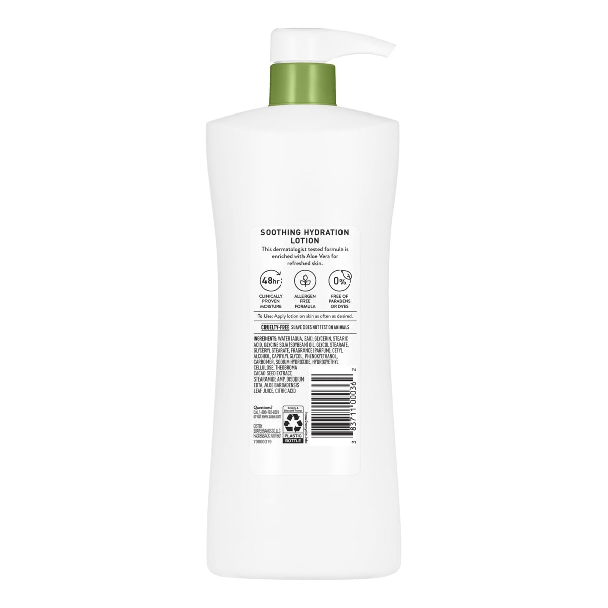 Suave Soothing Hydration Hand & Body Lotion For Women With Aloe Vera For Dry Skin, 28 fl oz Pump