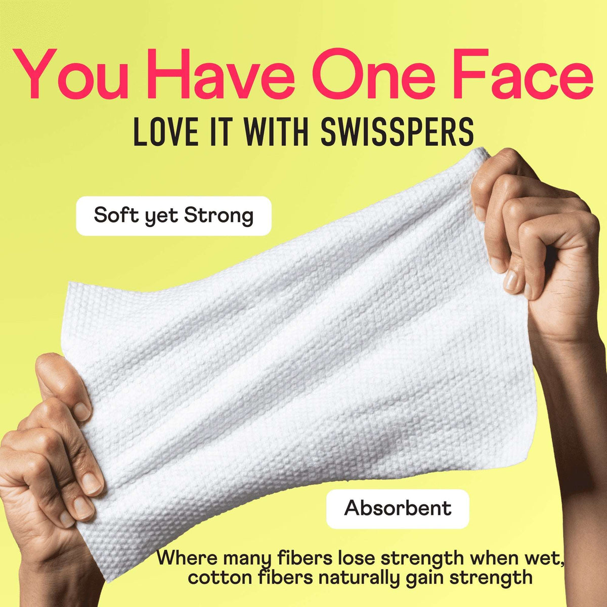 Swisspers Face the Day Dry Wipes, Disposable Facial Towels, Large 100% Cotton Makeup Remover Wipes, Dermatologist-Tested, Hypoallergenic, Soft & Strong, Fragrance-Free, Lint-Free, 40 Count