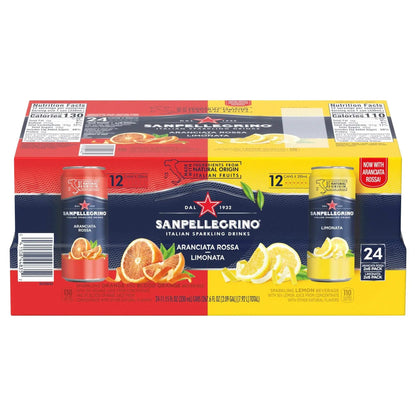 San Pellegrino Italian Sparkling Drink, Variety Pack, 11.15 fl oz, 24-count