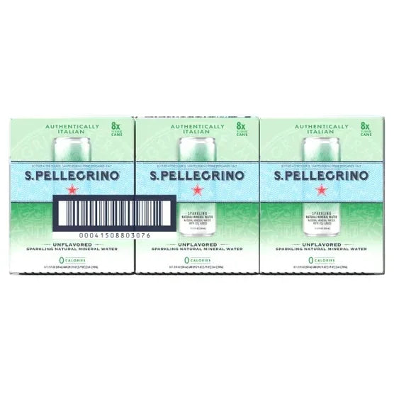 San Pellegrino Sparkling Natural Mineral Water, Unflavored, 11.15 fl oz, 24-count