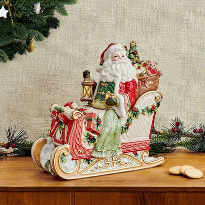 Santa Crimson Holiday Cookie Jar, 10 IN