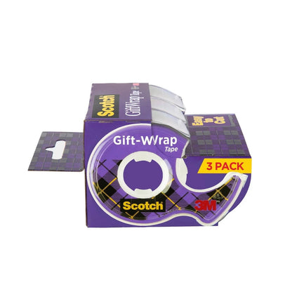 Scotch Gift Wrap Tape Dispensers, Satin Finish, 3/4 in. x 325 in., 3 Count