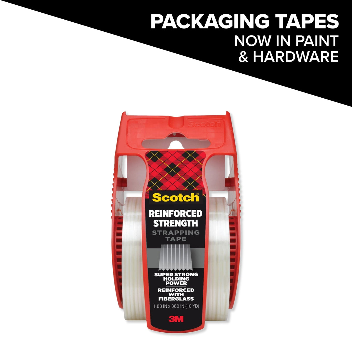 Scotch Reinforced Strength Shipping Strapping Tape, Clear, 1.88 in. x 360 in., 1 Dispenser