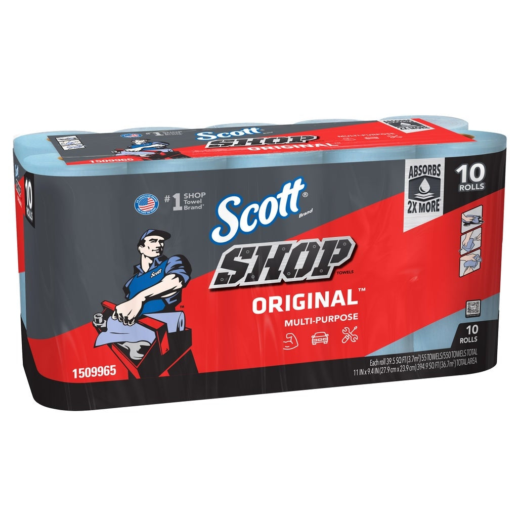 Scott Shop Towels, Original Multi-Purpose, Blue, 10-count