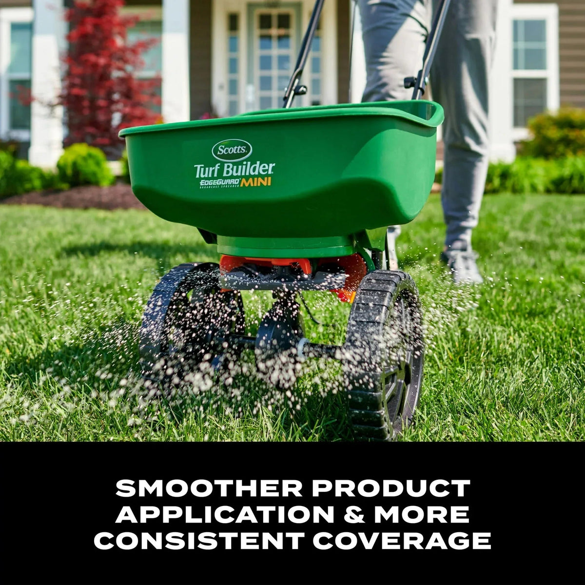 Scotts Turf Builder EdgeGuard Mini Broadcast Spreader for Grass Seed, Fertilizer, Salt, Ice Melt