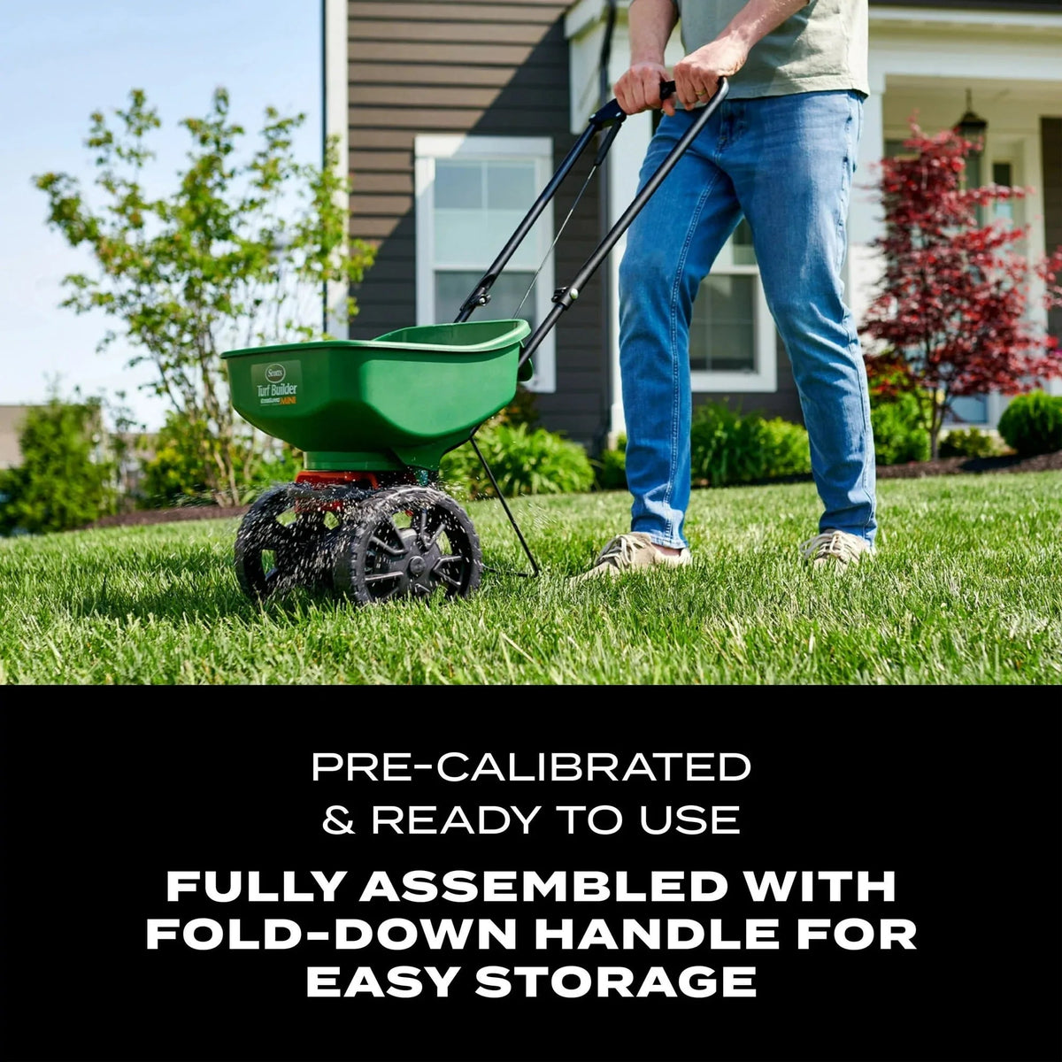 Scotts Turf Builder EdgeGuard Mini Broadcast Spreader for Grass Seed, Fertilizer, Salt, Ice Melt