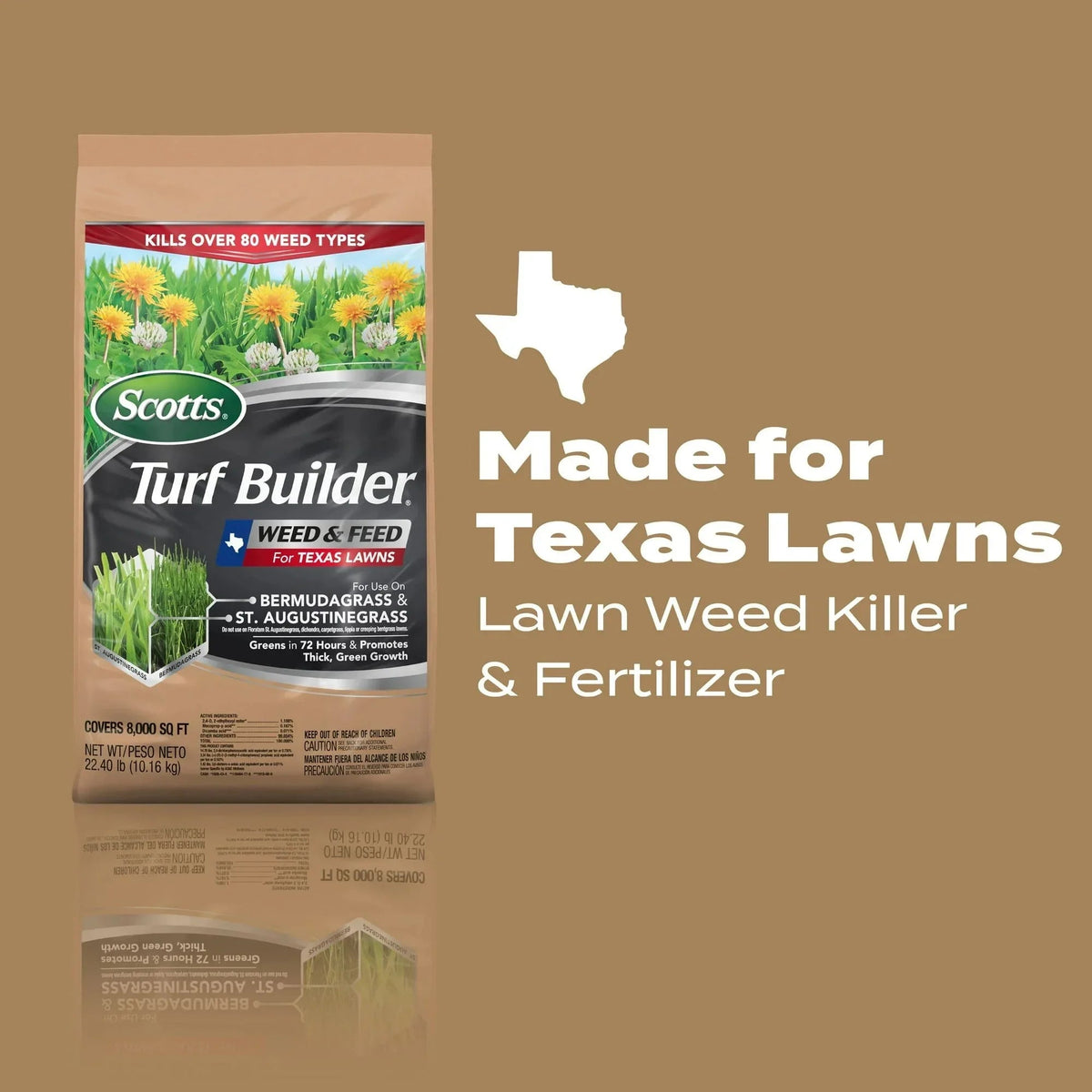 Scotts Turf Builder Weed & Feed for Texas Lawns, Weed Killer Plus Lawn Fertilizer, 22.40 lbs.