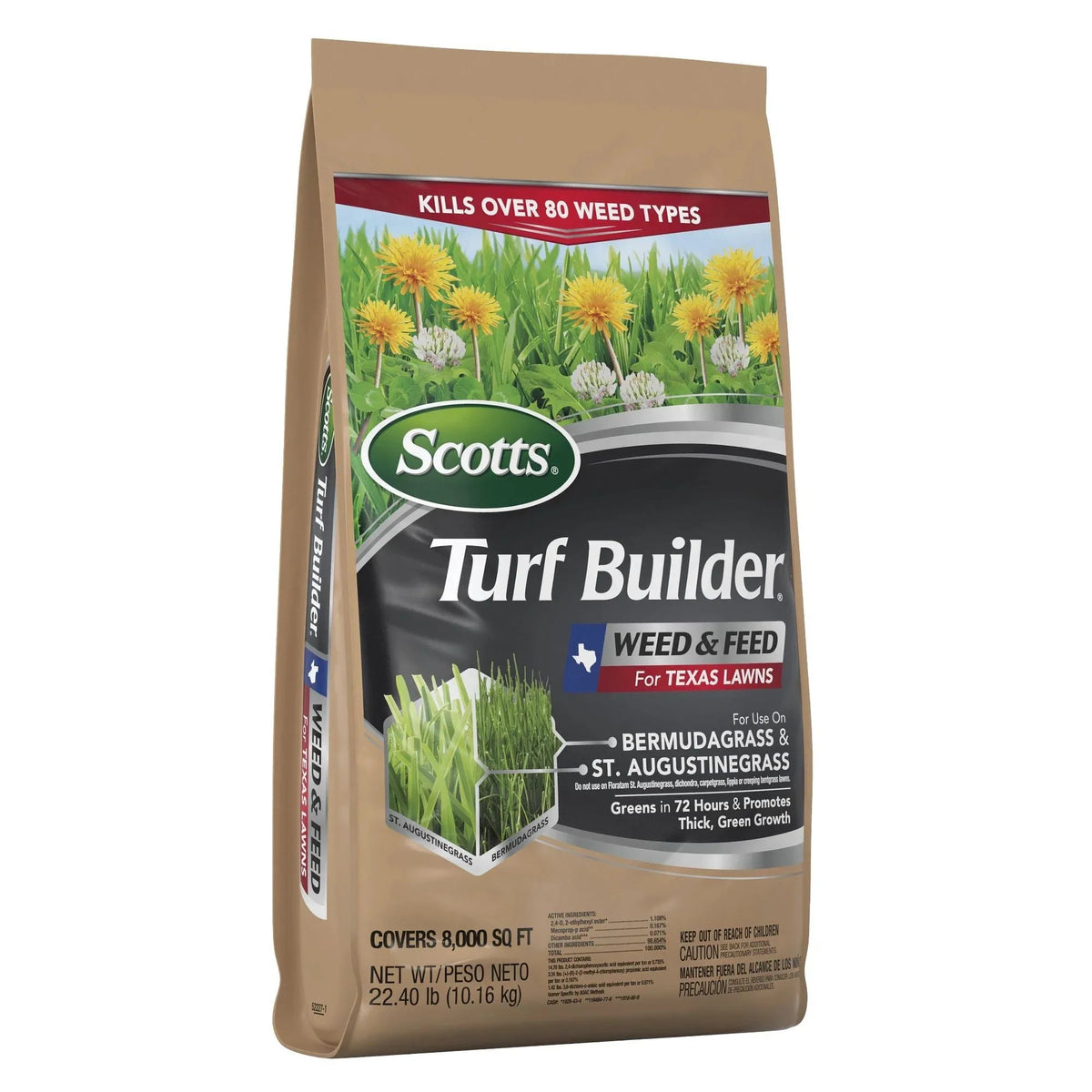 Scotts Turf Builder Weed & Feed for Texas Lawns, Weed Killer Plus Lawn Fertilizer, 22.40 lbs.