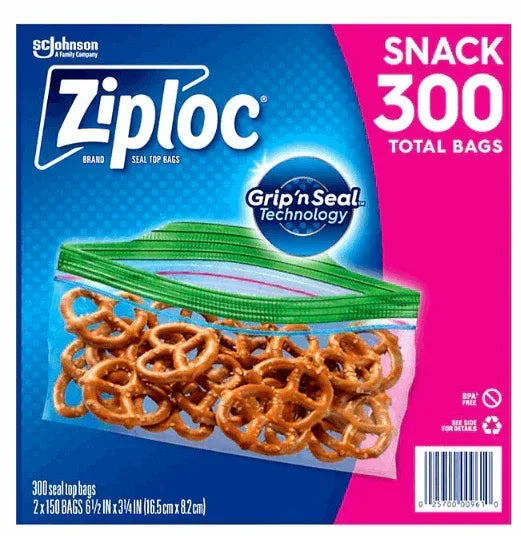 Ziploc Grip 'n Seal Top Snack Bags, 300 ct.