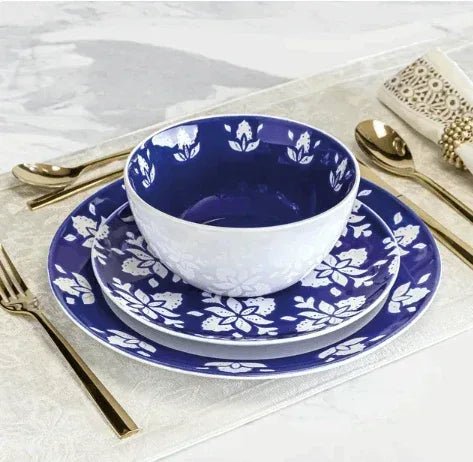 Sofia Home 12 Piece Indigo Stoneware Dinnerware Set by Sofia Vergara