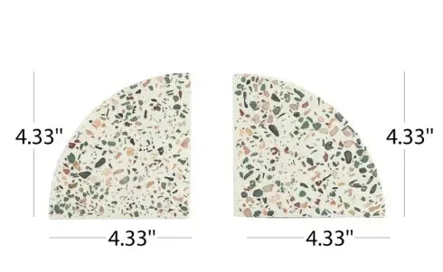 Genuine Cement Cast Terrazzo 4.3" 2 Pc Set Modern Design Tabletop Bookends