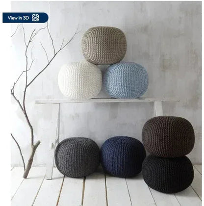 Urban Shop Round Knit Pouf, Black
