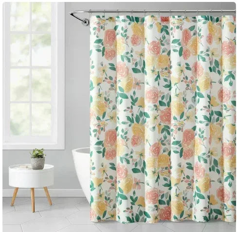 Mainstays Floral Flowers Polyester Shower Curtains, 72" x 72", Pink