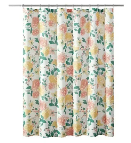 Mainstays Floral Flowers Polyester Shower Curtains, 72" x 72", Pink