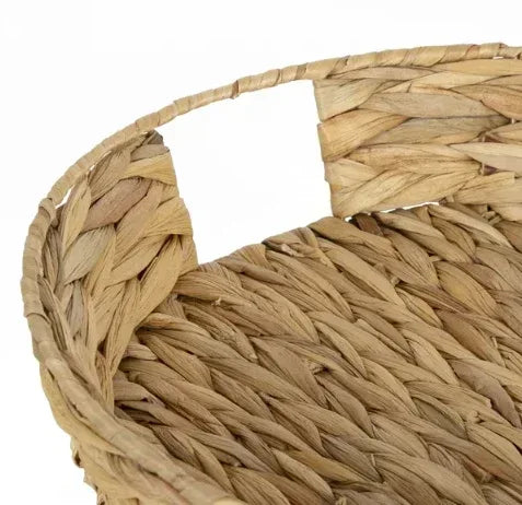 Better Homes & Gardens 16" Round Water Hyacinth Woven Tray, Tan