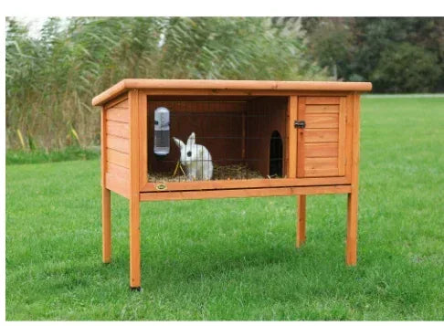 TRIXIE Elevated Weatherproof Outdoor 1-Story Wooden Small Animal Hutch with Tray, Brown