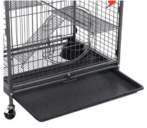 Alden Design Metal 37" Small Animal Cage with Pull Out Tray for Ferret, Large Rat, Black