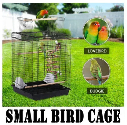 Alden Design 53.5" Metal Bird Cage with Play Top Stand, Black