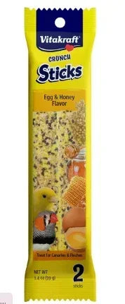 Vitakraft Crunch Sticks for Canaries and Finches - Egg and Honey - Pet Bird Treat Toy