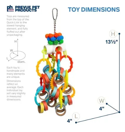 Prevue Pet Products Loops 'n Rings - Playfuls Physical & Mental Bird Toy with Colorful Plastic Rings 60252