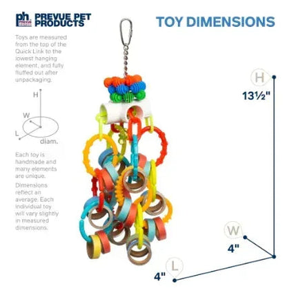Prevue Pet Products Loops 'n Rings - Playfuls Physical & Mental Bird Toy with Colorful Plastic Rings 60252