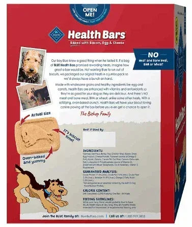 Blue Buffalo Health Bars Crunchy Dog Treats, Bacon, Egg & Cheese, 5 lbs.