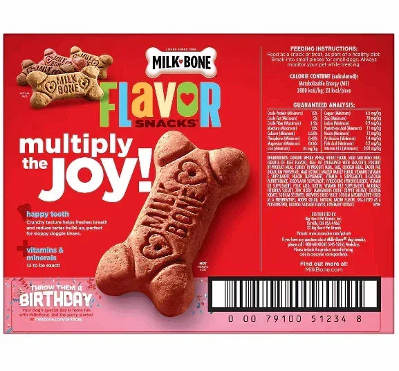Milk-Bone Flavor Snacks Small Dog Biscuits, Flavored Crunchy Dog Treats, 8 lb.