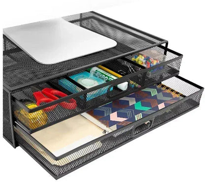 Mount-It! Mesh Monitor Riser with Drawers